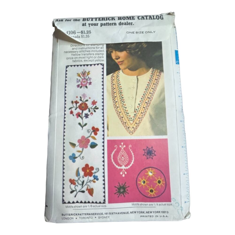 Butterick 4106 Embroidery Transfers Pattern - Size One Size - Picture 3 of 4